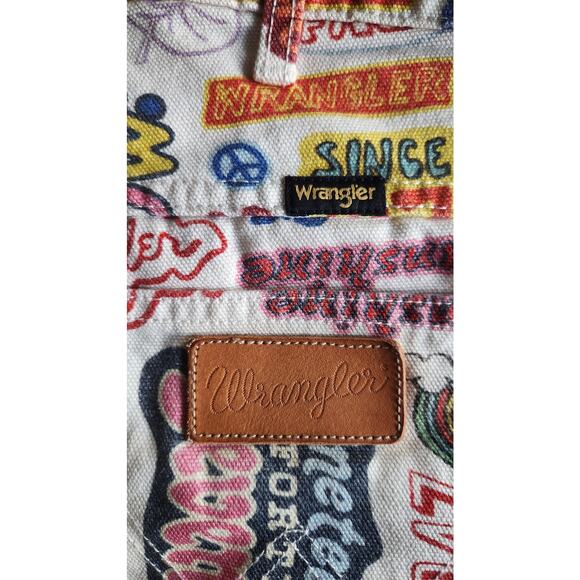 Wrangler Free People Cowgirl Heaven Wide Barrel Leg Jeans Retro Pop Art sz 28x28 - Picture 3 of 15